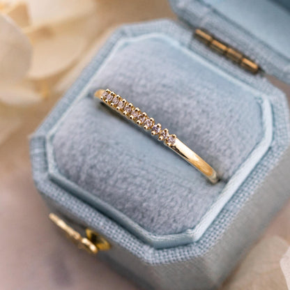 Diamond Wedding Band 14k Solid Gold Pave Band Ring