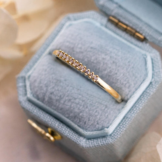 Diamond Wedding Band 14k Solid Gold Pave Band Ring