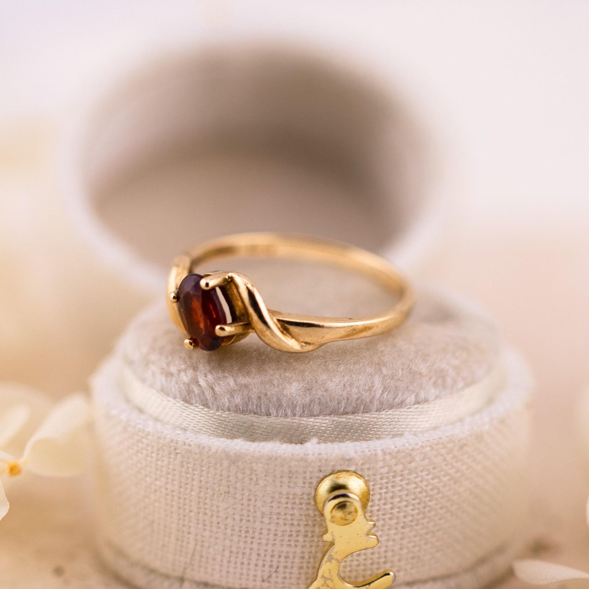 Vintage 10k Gold Garnet Ring, January Birthstone, Size 6