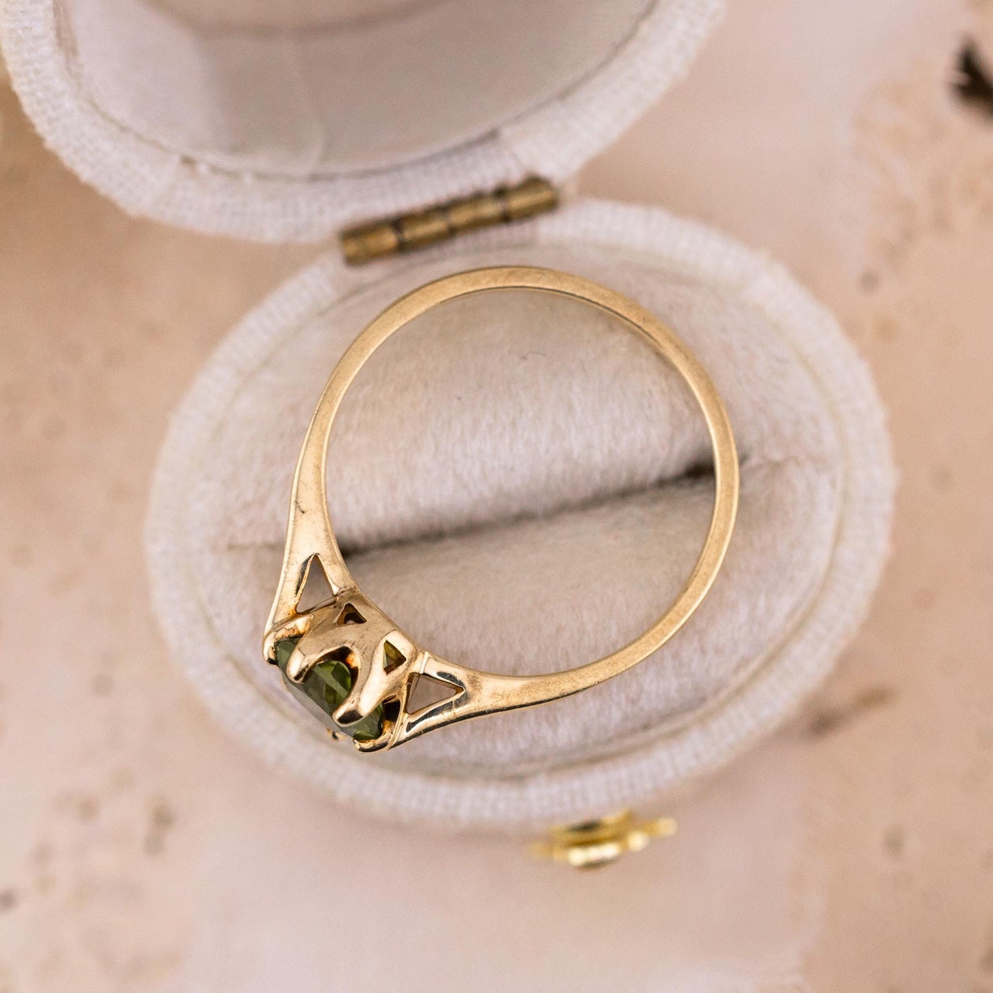 Vintage Peridot Ring, 14k Solid Yellow Gold, August Birthstone, Size 7
