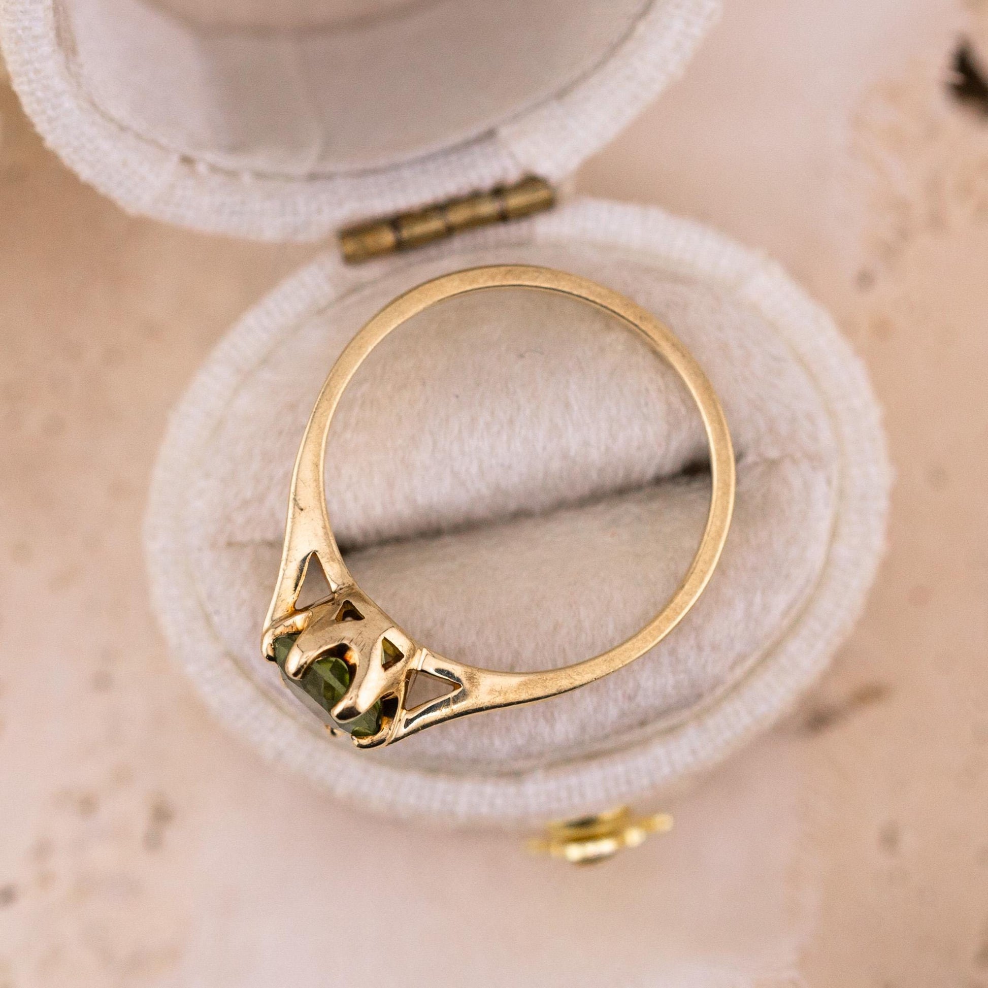Vintage Peridot Ring, 14k Solid Yellow Gold, August Birthstone, Size 7