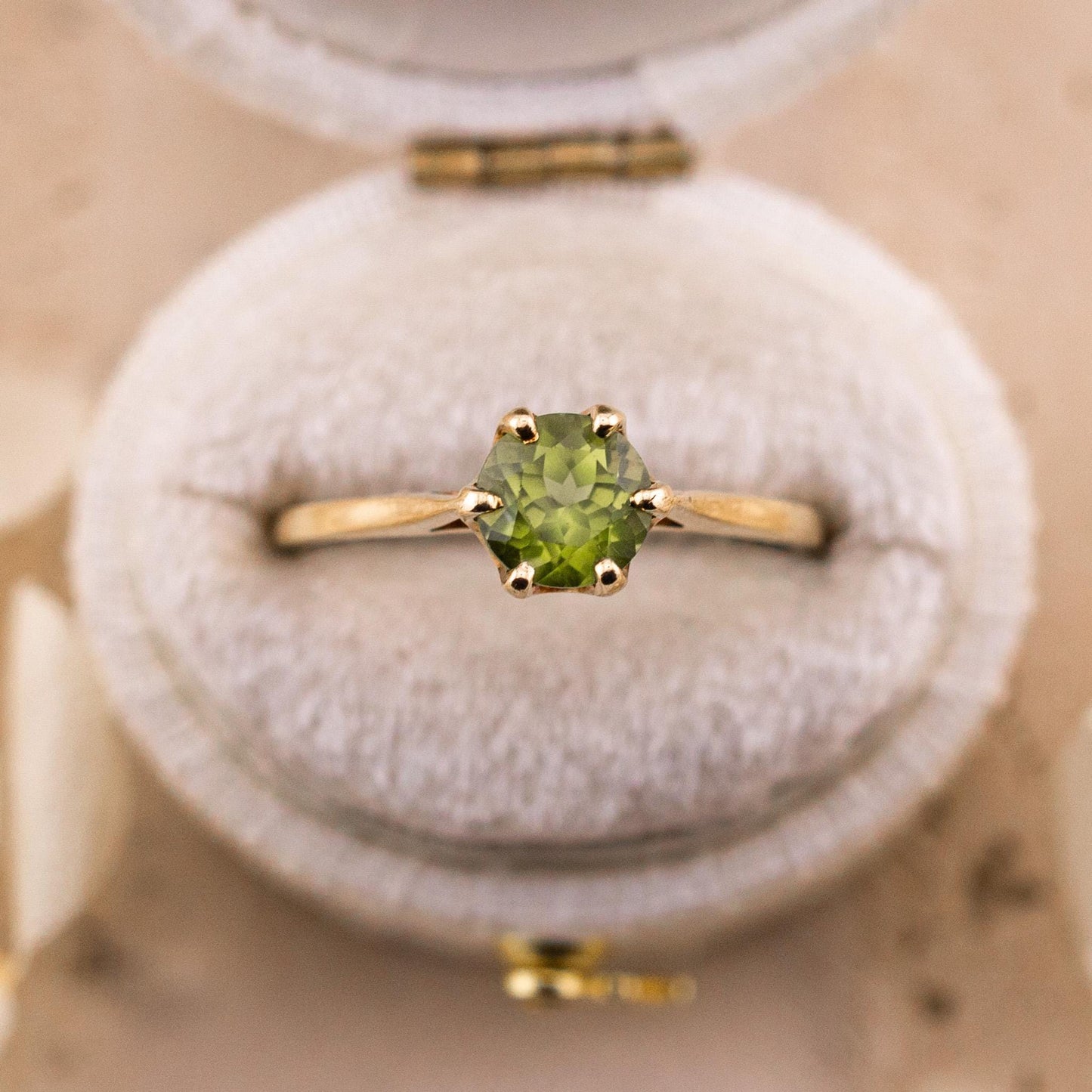 Vintage Peridot Ring, 14k Solid Yellow Gold, August Birthstone, Size 7