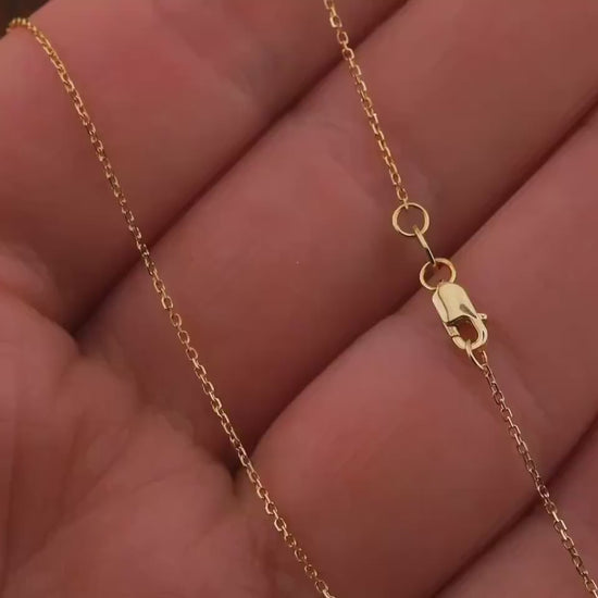 Gold Chain 0.8mm Diamond cut Cable Chain 14k Solid Yellow Gold