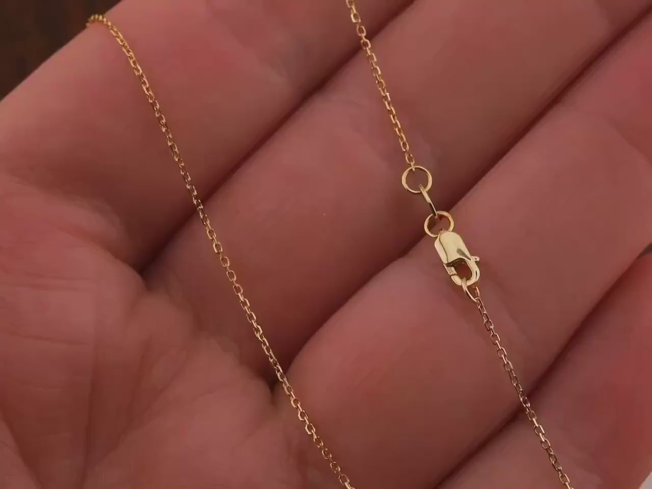 Gold Chain 0.8mm Diamond cut Cable Chain 14k Solid Yellow Gold