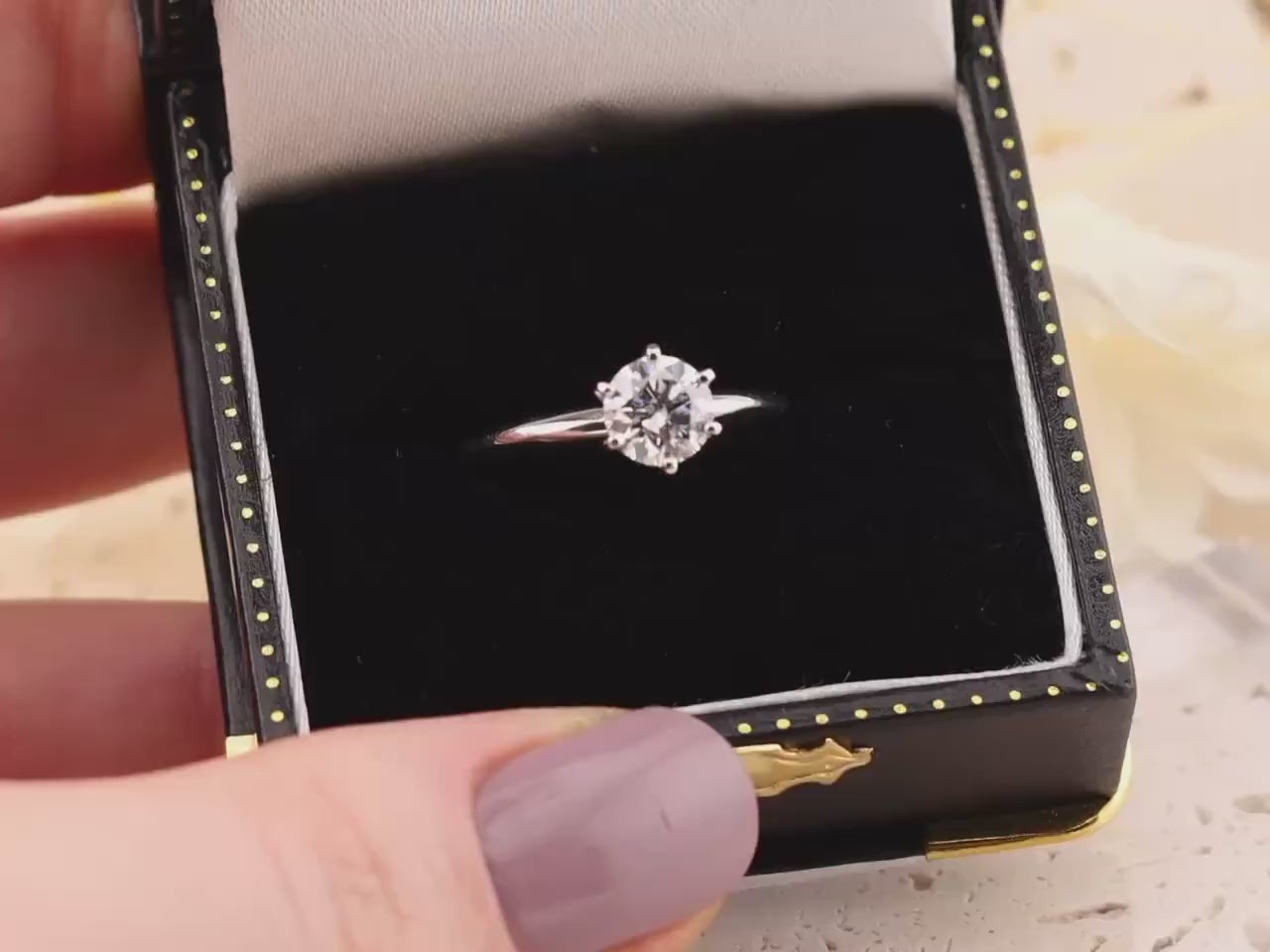 Lab Grown Diamond Engagement Ring, 14k White Gold Solitaire, 1.04ct Round Cut, Size 6.5