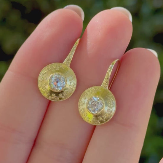 Video of the Simone 1.20cttw old European cut drop earrings