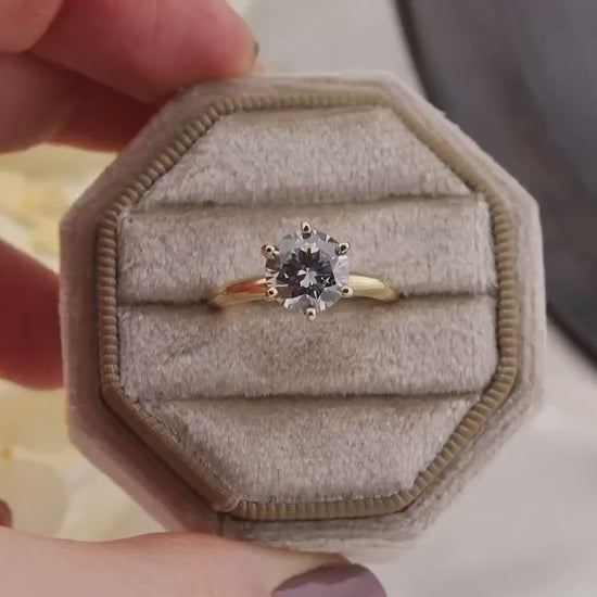 Diamond engagement ring lab diamond ring 14k solid yellow gold engagement ring solitaire round cut 2.09ct lab grown diamond ring