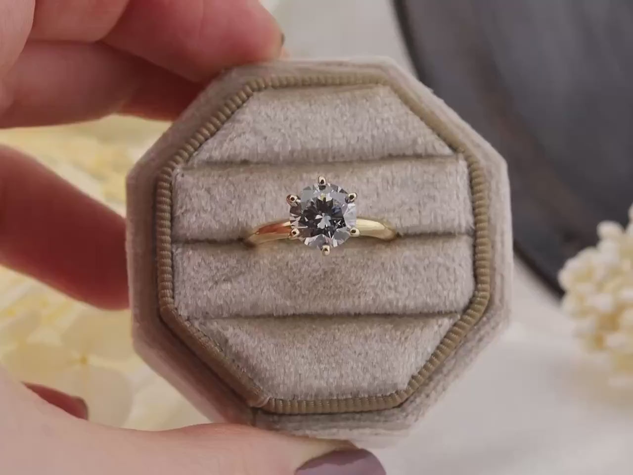 Diamond engagement ring lab diamond ring 14k solid yellow gold engagement ring solitaire round cut 2.09ct lab grown diamond ring