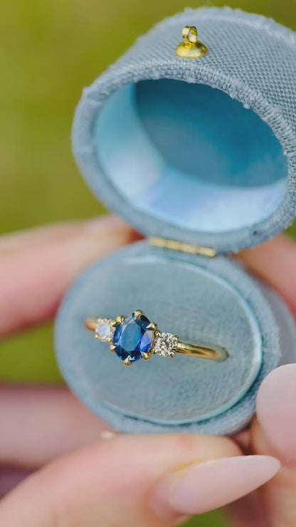 Natural Sapphire Three Stone Ring