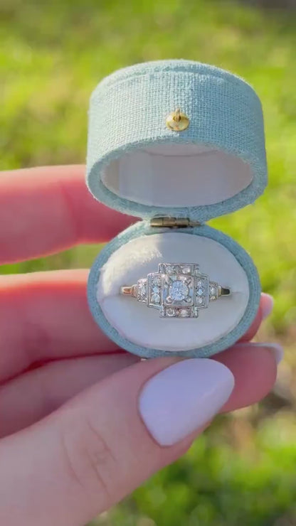 Vintage Art Deco Diamond Engagement Ring, 14k White Gold, Size 8.75