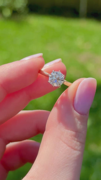 1.58ct Old Mine Cut Lab Solitaire Cathedral Ring - Juliette