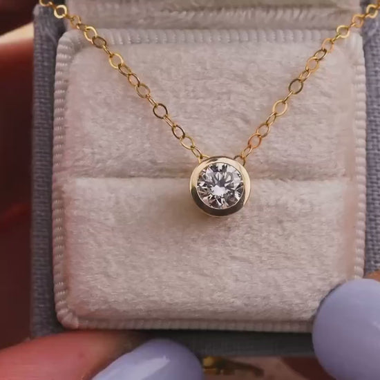 Lab diamond pendant bezel set 14k solid yellow gold necklace pendant slider pendant necklace yellow gold, white gold, rose gold