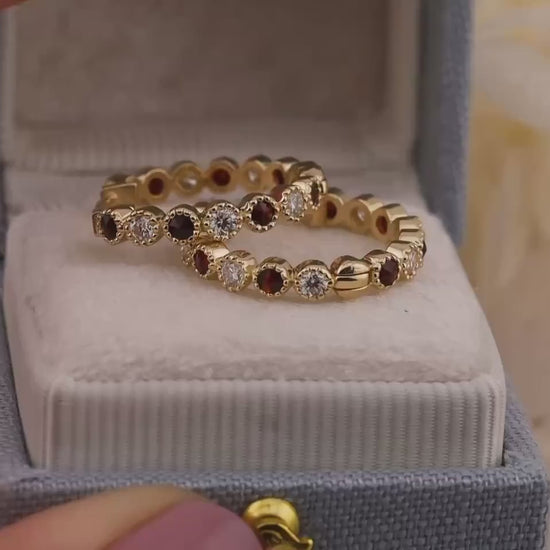Lab grown hoop earrings bezel set 14k solid gold diamond earrings birthstone earrings