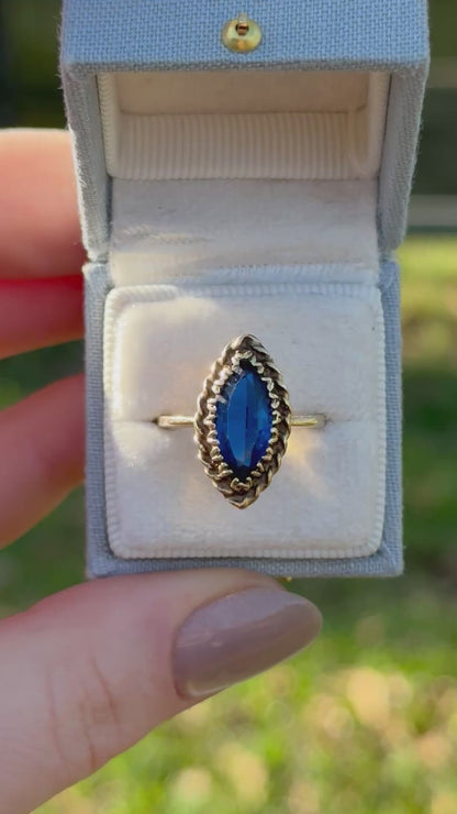 Vintage Marquise Spinel Ring, 10k Solid Gold, Size 6