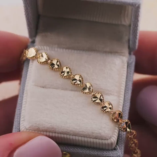 Vintage bracelet 14k solid yellow gold heart