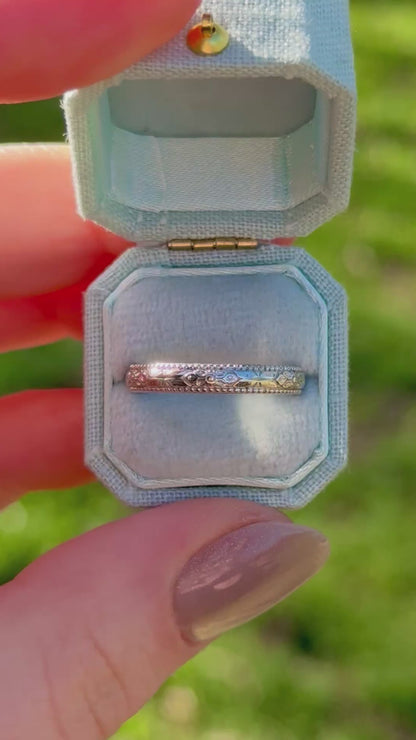 Orange blossom white gold wedding band, Size 6