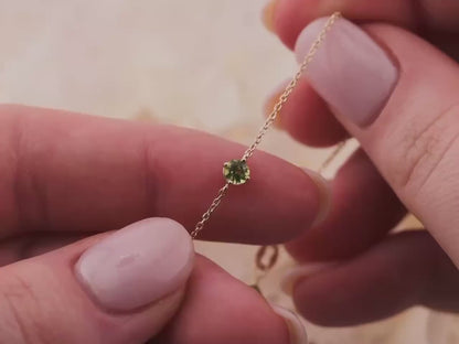 Peridot bracelet August birthstone bracelet 14k solid yellow gold