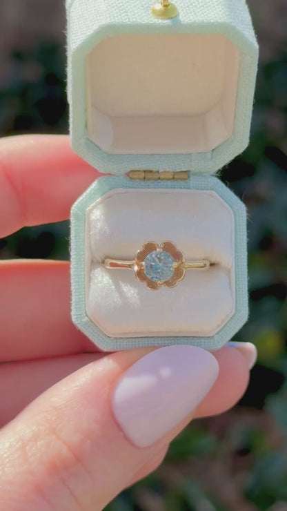 Vintage Topaz ring Blue Topaz floral ring 10k solid yellow gold ring vintage antique ring floral ring, size 5