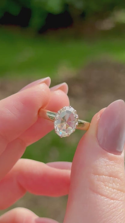 2.58ct Oval Rose Cut Lab Diamond Ring – Camille