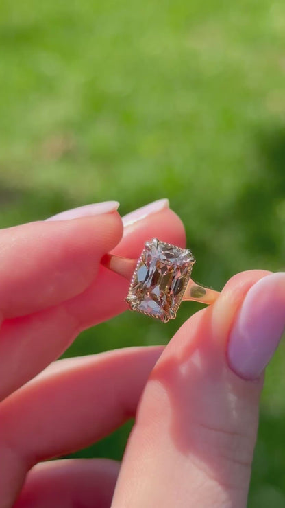3.12ct Champagne Old Mine Cut Lab Diamond Solitaire Ring - Alice