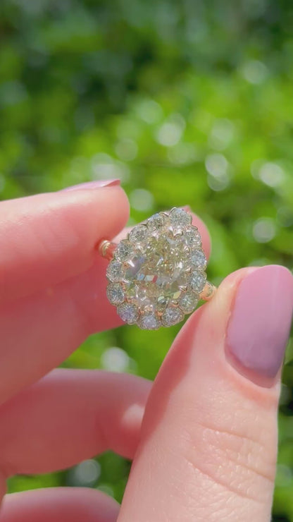3.01ct Antique Cut Pear Lab Diamond Halo Ring – Callie
