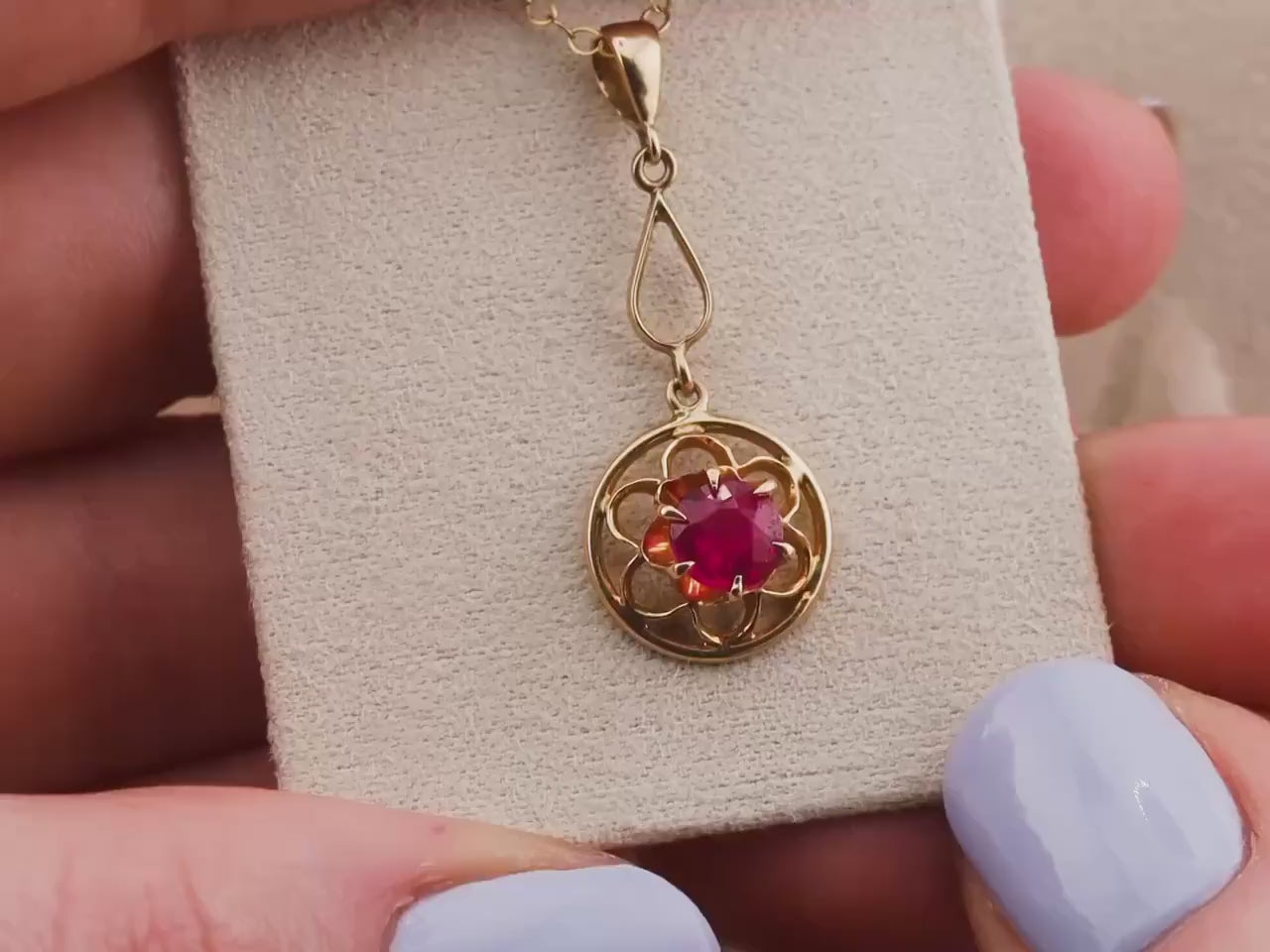 Vintage spinel necklace pendant 14k solid gold pink spinel necklace art deco necklace statement piece floral necklace floral pendant