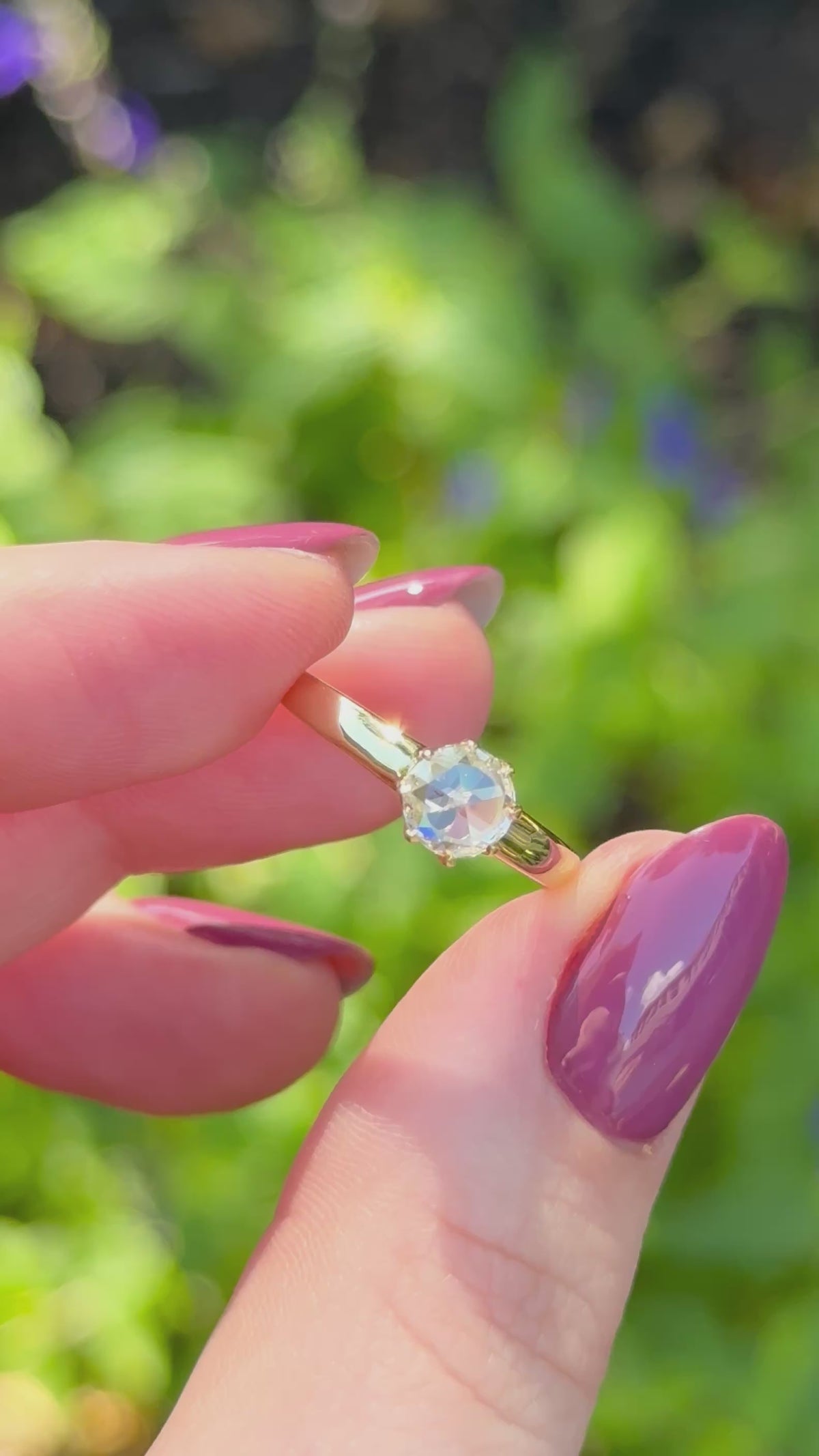 Video of the Camille 1.01ct rose cut natural diamond solitaire ring