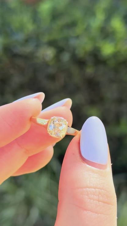 1.41ct Old Mine Cut Natural Champagne Diamond Solitaire Engagement Ring – Alice