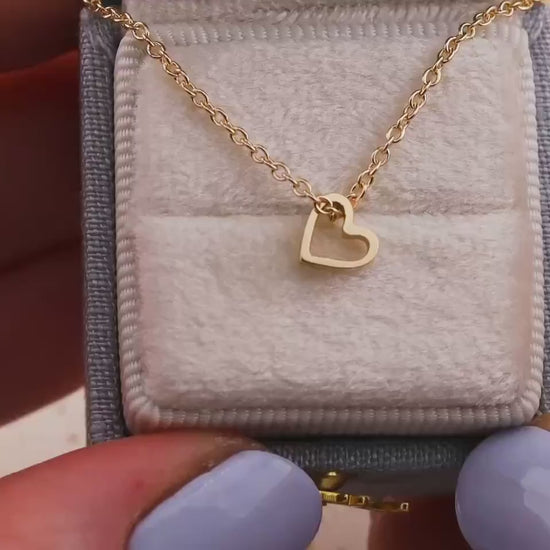 Heart necklace pendant 14k solid yellow gold white gold necklace pendant open heart slider necklace, pendant only