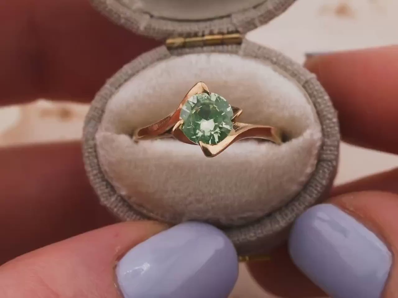 Vintage Tourmaline ring 10k solid gold statement or engagement ring, genuine antique vintage round cut ring, size 8