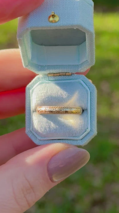 Orange blossom yellow gold wedding band, Size 5.25