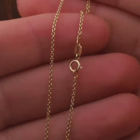 Gold Chain necklace Cable Chain 14k Solid Yellow Gold 24 inch
