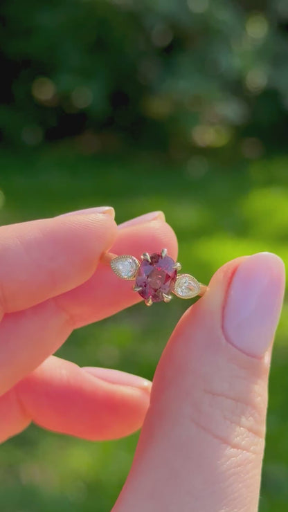 2.44ct Oval Cut Malaya Garnet Ring