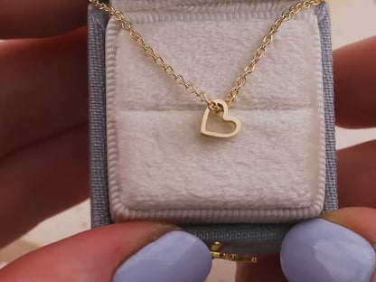 14k Solid Gold Heart Pendant, Minimalist Necklace