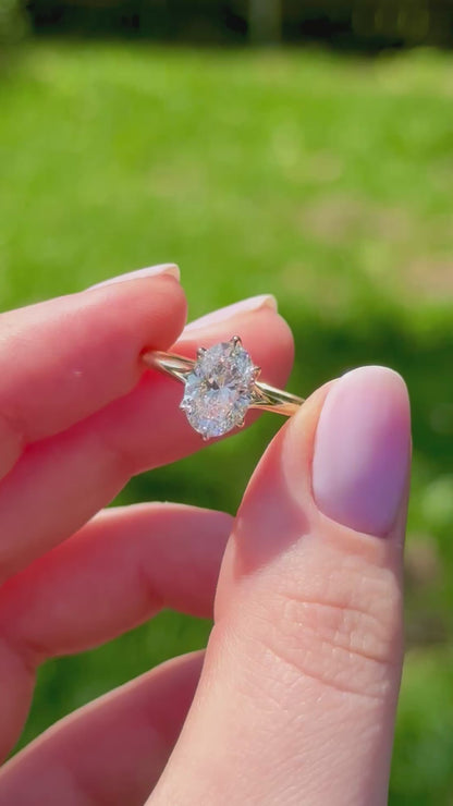 2.04ct Oval Lab Diamond Ring with Engraved Bridge