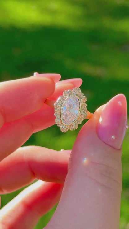 1.51ct Moval Lab Diamond Floral Halo Ring – Rosette