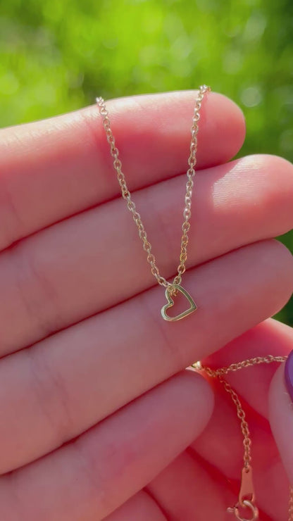 14k Solid Gold Heart Pendant, Minimalist Necklace, pendant only