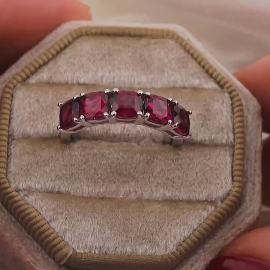 Garnet ring January birthstone ring Tanzanian Wine garnet solid sterling silver ring red wedding band, size 7