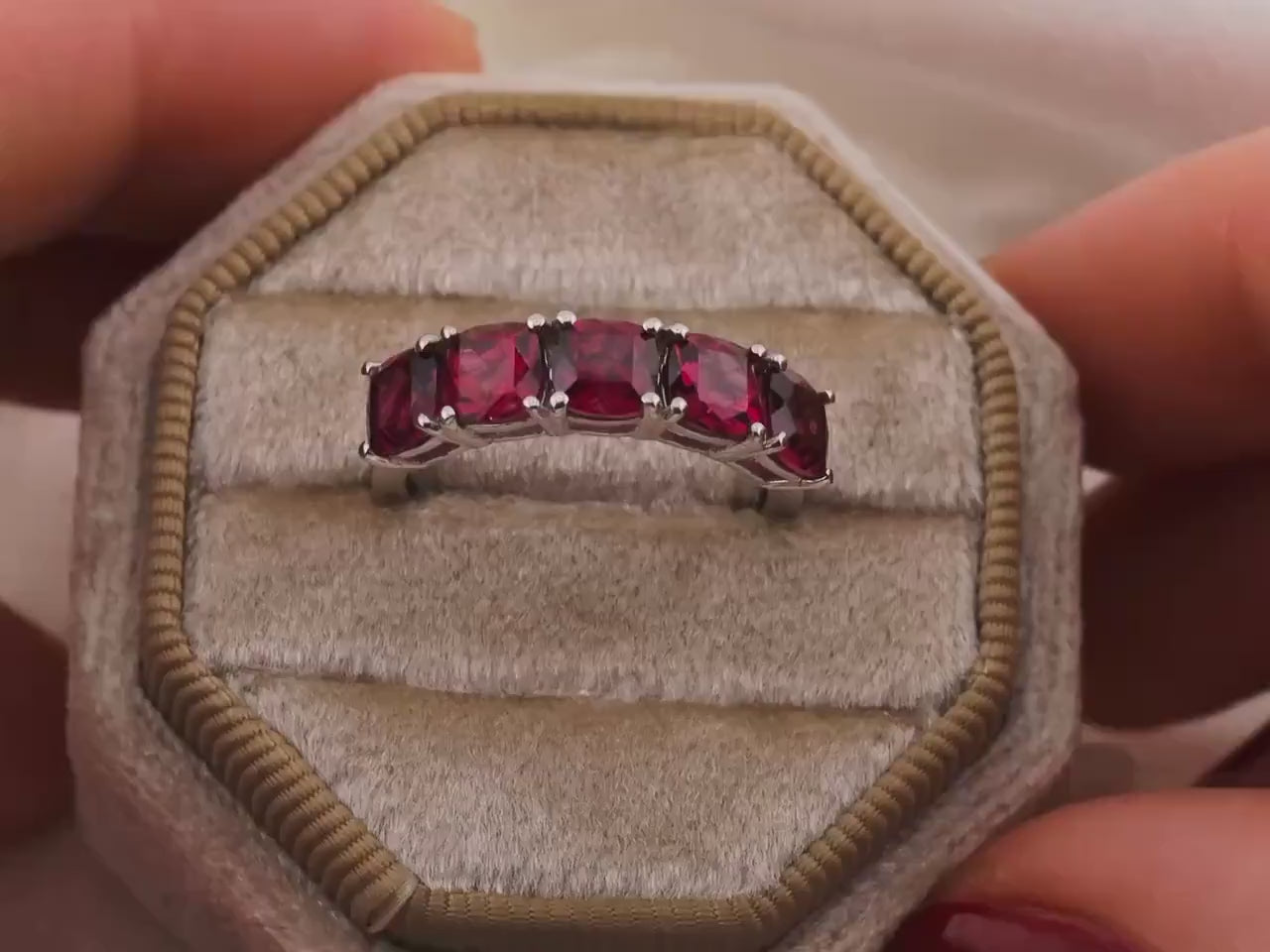 Garnet ring January birthstone ring Tanzanian Wine garnet solid sterling silver ring red wedding band, size 7