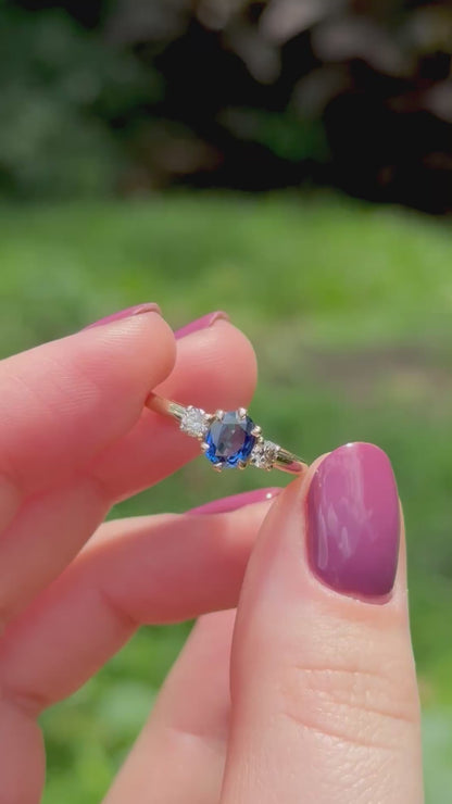 Natural Sapphire Three Stone Ring