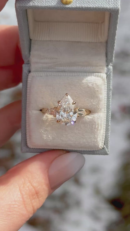 3.00ct Pear Lab Diamond Three Stone Ring
