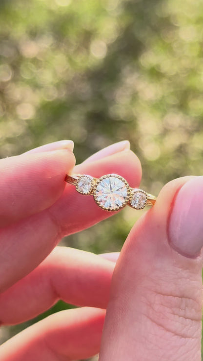 1.08ct Round Brilliant Lab Diamond Three Stone Ring – Penelope